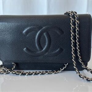 Chanel Black Pebbled Leather Crossbody Bag